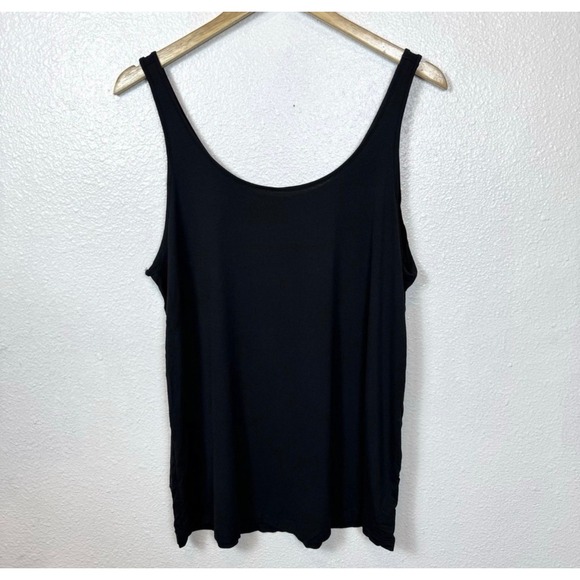 Tommy John Women's Large Second Skin Sleep Tank Top Black Modal Stretch Pajama - Picture 1 of 9
